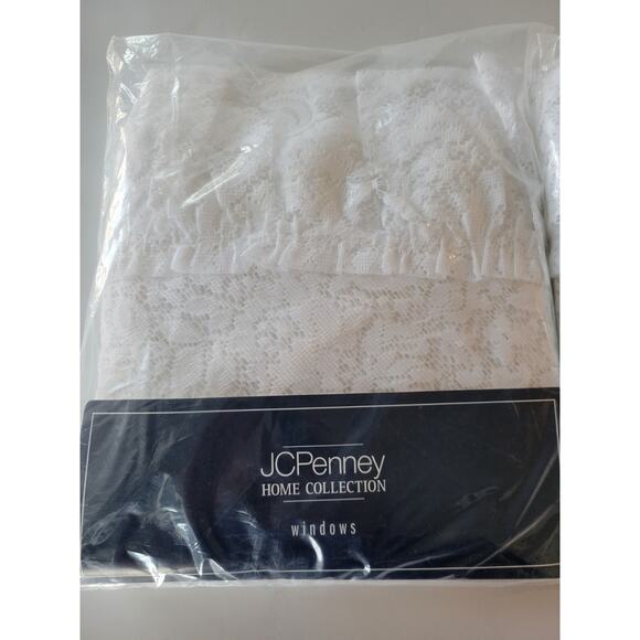 (2) Vintage JC Penney Home Collection Brenda White Lace Curtain Valance 90 X 38 - Picture 2 of 9
